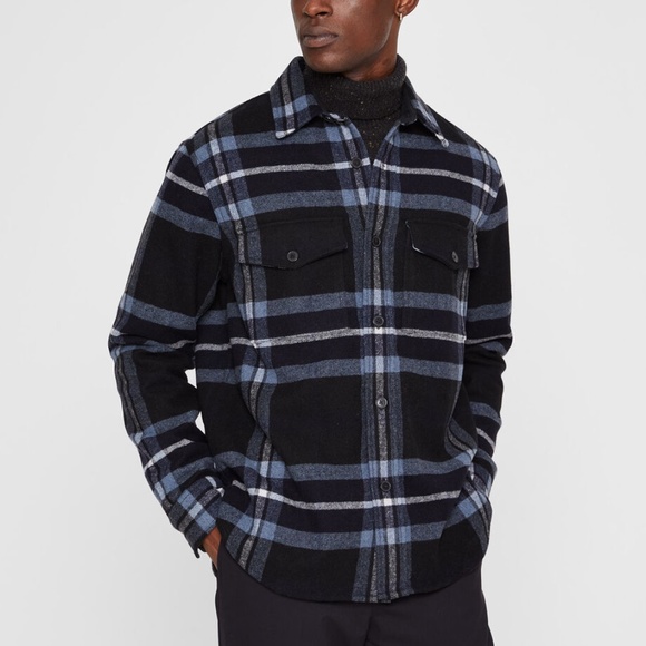 Long Sleeve Cozy Plaid Overshirt - New With Tags - NEVER WORN - Black - Picture 4 of 5